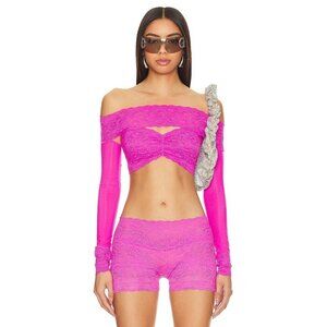 Poster Girl Davina Top in Harlot Pink XS-M New Womens Long Sleeve Cropped